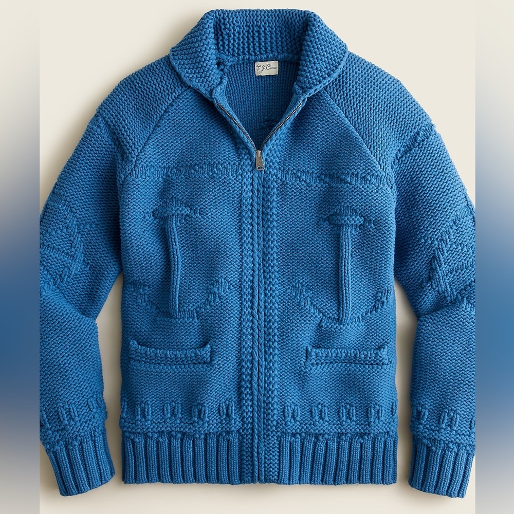 NWT J. Crew Heavyweight Nautical Blue Full Zip Sweater